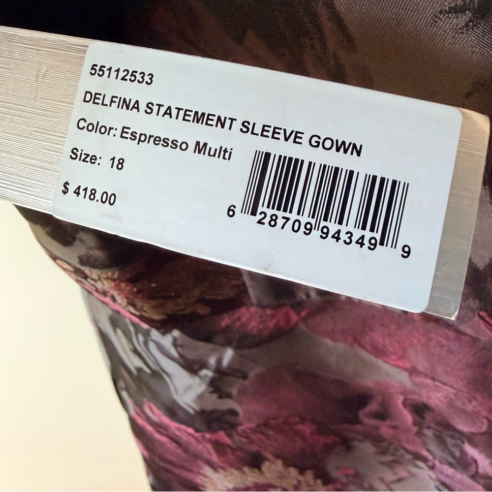New KAY UNGER Purple Floral Jacquard Formal Black Tie Wedding Maxi Dress Size 18 - Picture 11 of 12